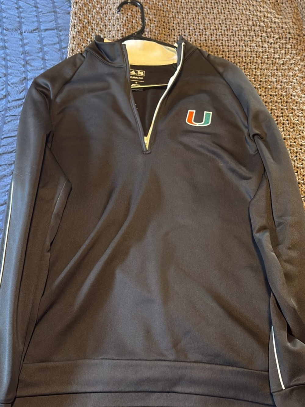 Adidas Miami Hurricanes Black Quarter-Zip Size M